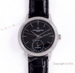 (VC) Swiss Replica Vacheron Constantin Moon phase 2824-2 Watch SS Black Dial
